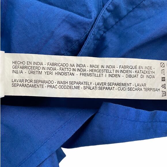 Zara Womens Floral Embroidered Eyelet Button Up Blouse Blue S Small - Picture 6 of 8